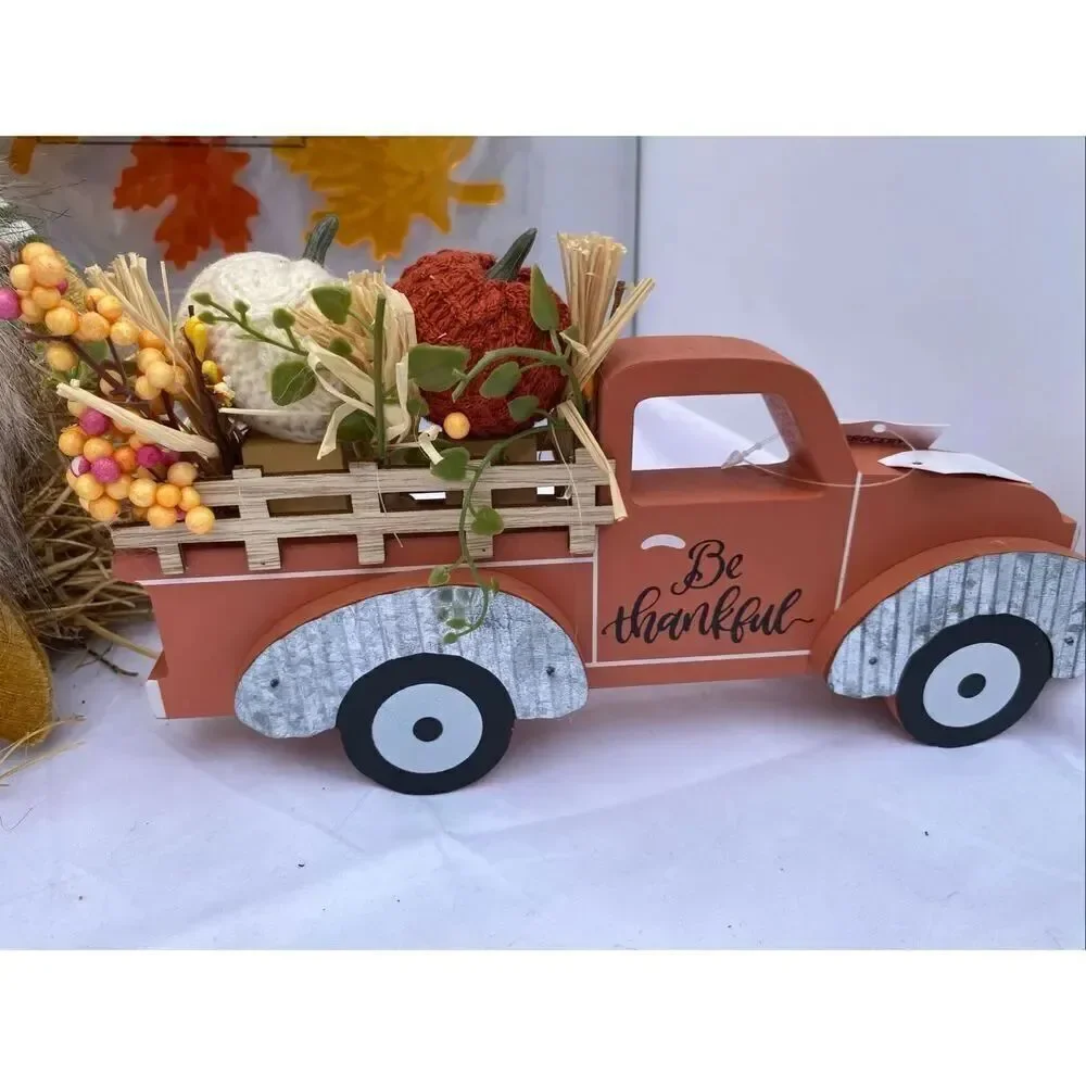 🍁 Fall Harvest Décor 3 Piece Bundle Gnome Plush LED, Be Thankful Truck & Leaf W
